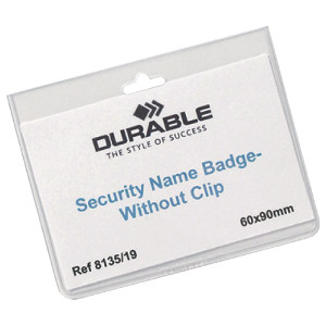 DB80026 Durable Security Badge 60x90mm Clear Pack 20 8135 19 DB80026 Durable Security Badge 60x90mm Clear Pack 20 8135 19