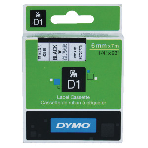 ES43610 Dymo 43610 D1 LabelManager Tape 6mm x 7m Black on Clear S0720770 ES43610 Dymo 43610 D1 LabelManager Tape 6mm x 7m Black on Clear S0720770