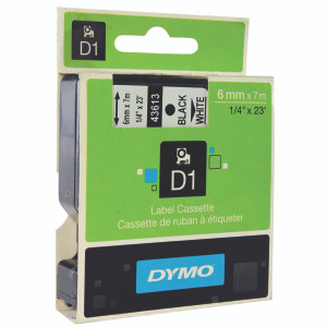 ES43613 Dymo 43613 D1 LabelMaker Tape 6mm x 7m Black on White S0720780 ES43613 Dymo 43613 D1 LabelMaker Tape 6mm x 7m Black on White S0720780