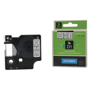 ES45010 Dymo 45010 D1 LabelMaker Tape 12mm x 7m Black on Clear S0720500 ES45010 Dymo 45010 D1 LabelMaker Tape 12mm x 7m Black on Clear S0720500