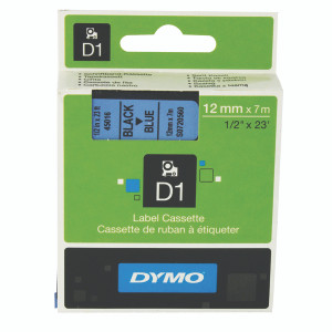 ES45016 Dymo 45016 D1 LabelMaker Tape 12mm x 7m Black on Blue S0720560 ES45016 Dymo 45016 D1 LabelMaker Tape 12mm x 7m Black on Blue S0720560