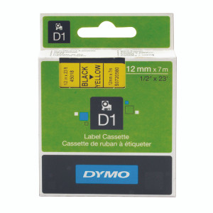 ES45018 Dymo 45018 D1 LabelMaker Tape 12mm x 7m Black on Yellow S0720580 ES45018 Dymo 45018 D1 LabelMaker Tape 12mm x 7m Black on Yellow S0720580