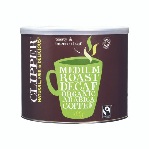 BZ54323 Clipper Fairtrade Organic Decaffeinated Coffee Tin 500g A06746 BZ54323 Clipper Fairtrade Organic Decaffeinated Coffee Tin 500g A06746