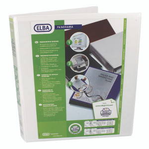 BX06516 Elba Panorama 25mm 2 D-Ring Presentation Binder A4 White Pack 6 400008413 BX06516 Elba Panorama 25mm 2 D-Ring Presentation Binder A4 White Pack 6 400008413