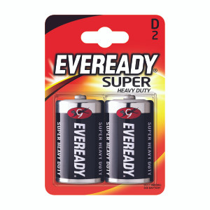 ER00229 Eveready Super Heavy Duty D Batteries Pack 2 R20B2UP