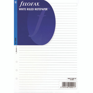 FX343008 Filofax Refill A5 Ruled Paper White Pack 25 343008 FX343008 Filofax Refill A5 Ruled Paper White Pack 25 343008