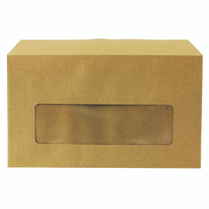 KF3431 Q-Connect Envelope 89x152mm Pocket Centre Window Gummed 70gsm Manilla Pack 1000 KF3431