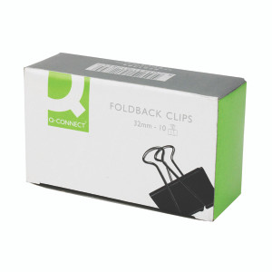 KF01284 Q-Connect Foldback Clip 32mm Black Pack 10 KF01284