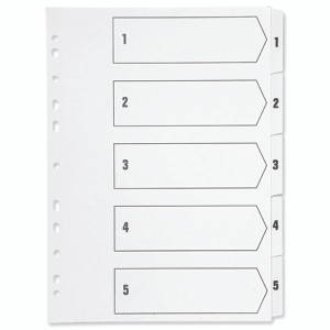 KF01352 Q-Connect 1-5 Index Multi-punched Polypropylene White A4 KF01352