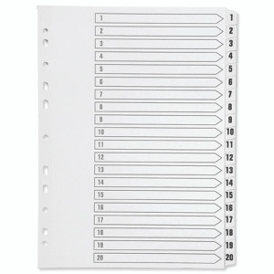 KF01531 Q-Connect 1-20 Index Multi-Punched Reinforced Board Clear Tab A4 White KF01531 KF01531 Q-Connect 1-20 Index Multi-Punched Reinforced Board Clear Tab A4 White KF01531