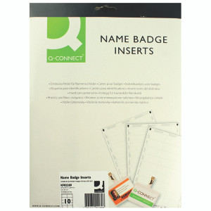 KF02289 Q-Connect Name Badge Inserts 54x90mm 10 Per Sheet Pack 25 KF02289 KF02289 Q-Connect Name Badge Inserts 54x90mm 10 Per Sheet Pack 25 KF02289