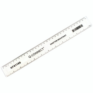 KF01108 Q-Connect Ruler Shatterproof 300mm Clear Features inches on one side cm mm on the other KF01108 KF01108 Q-Connect Ruler Shatterproof 300mm Clear Features inches on one side cm mm on the other KF01108
