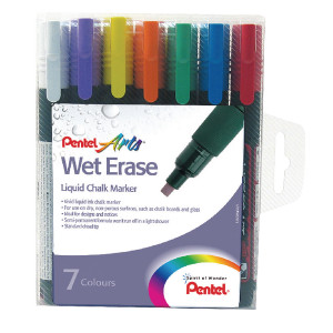 PE13757 Pentel Liquid Chalk Marker Chisel Tip Assorted Pack 7 SMW26 7 PE13757 Pentel Liquid Chalk Marker Chisel Tip Assorted Pack 7 SMW26 7