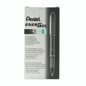 PE06495 Pentel EnerGel Plus Metal Tip Rollerball Pen 0 7mm Black Pack 12 BL27-A