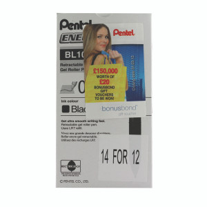 PE05953 Pentel EnerGel X Retractable Gel Pen Medium Black Pack 12 BL107-AX PE05953 Pentel EnerGel X Retractable Gel Pen Medium Black Pack 12 BL107-AX