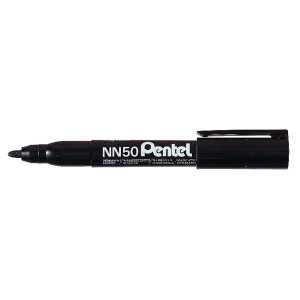 PENN50BK Pentel NN50 Permanent Marker Bullet Tip Black Pack 12 NN50-A