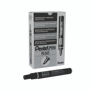 PEN60BK Pentel N60 Permanent Marker Chisel Tip Black Pack 12 N60-A PEN60BK Pentel N60 Permanent Marker Chisel Tip Black Pack 12 N60-A