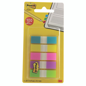 3M31708 Post-it Portable Small Index 12mm Assorted Pack 100 683-5CBINDEX 3M31708 Post-it Portable Small Index 12mm Assorted Pack 100 683-5CBINDEX