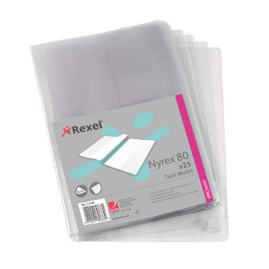 RX12195 Rexel Nyrex Twin Wallet A4 Clear Pack 25 12195