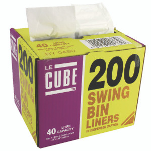 RY01765 Le Cube Swing Bin Liner Dispenser 46 Litre Pack 200 0480 RY01765 Le Cube Swing Bin Liner Dispenser 46 Litre Pack 200 0480