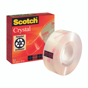 3M26192 Scotch Crystal Tape 19mm x 33m Strong adhesion glossy clear finish 600 3M26192 Scotch Crystal Tape 19mm x 33m Strong adhesion glossy clear finish 600