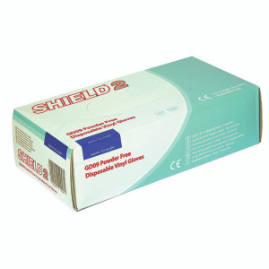 HEA00948 Shield Powder-Free Clear Medium Vinyl Gloves Pack 100 GD09