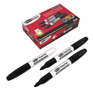 EG60301 Show-me Teacher Drywipe Marker Black Pack 10 STM10 EG60301 Show-me Teacher Drywipe Marker Black Pack 10 STM10