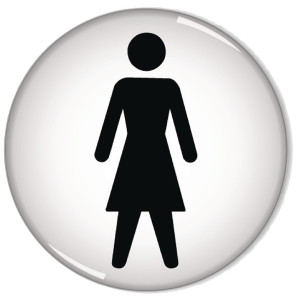 SR11235 Domed Sign Women Symbol 60mm Self-Adhesive Backing Black Figure on White Background RDS1 SR11235 Domed Sign Women Symbol 60mm Self-Adhesive Backing Black Figure on White Background RDS1