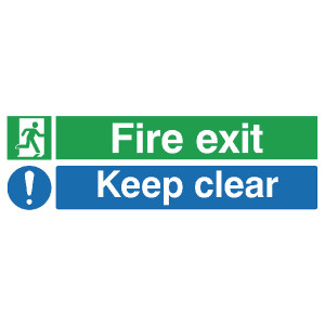 SR71732 Safety Sign Fire Exit Keep Clear 150x450mm PVC EC08S R SR71732 Safety Sign Fire Exit Keep Clear 150x450mm PVC EC08S R