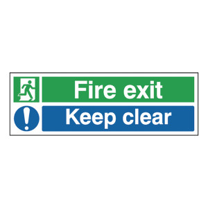 SR71733 Safety Sign Fire Exit Keep Clear 150x450mm Self-Adhesive EC08S S SR71733 Safety Sign Fire Exit Keep Clear 150x450mm Self-Adhesive EC08S S