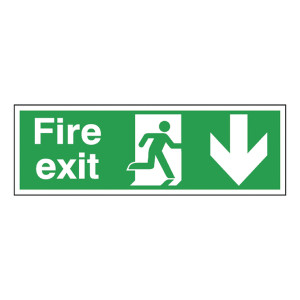 SR71172 Safety Sign Fire Exit Running Man Arrow Down 150x450mm Self-Adhesive E100A S SR71172 Safety Sign Fire Exit Running Man Arrow Down 150x450mm Self-Adhesive E100A S