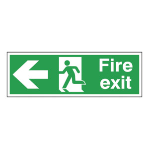 SR71176 Safety Sign Fire Exit Running Man Arrow Left 150x450mm Self-Adhesive E97A S