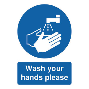 SR11223 Safety Sign Wash Your Hands Please A5 Self-Adhesive MD05851S