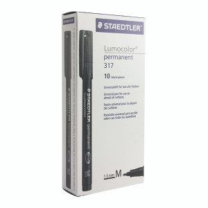 ST33222 Staedtler Lumocolour Pen Permanent Medium Black Pack 10 317-9