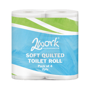 JAN03090 2Work Luxury 2-Ply Quilted Toilet Roll 300 Sheets Pack 40 DQ4Pk