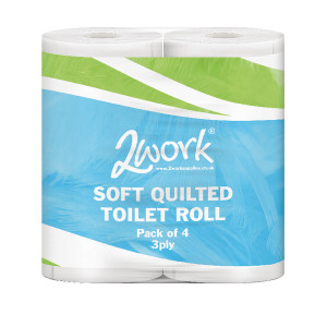 JAN03091 2Work Luxury 3-Ply Quilted Toilet Roll 200 Sheets Pack 40 TQ4Pk JAN03091 2Work Luxury 3-Ply Quilted Toilet Roll 200 Sheets Pack 40 TQ4Pk