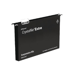TW15502 Rexel Crystalfile Extra 15mm Suspension File Black Pack 25 3000080