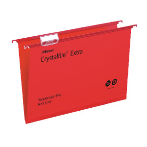 TW70629 Rexel Crystalfile Extra 15mm Suspension File Red Pack 25 70629