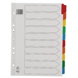 WX01526 A4 Mylar Divider 10-Part White With Multi-Colour Tabs WX01526