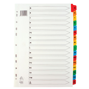 WX01523 Multicoloured A4 A-Z Mylar Index WX01523 WX01523 Multicoloured A4 A-Z Mylar Index WX01523