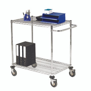 SBY19673 2-Tier 240kg Chrome Mobile Trolley W457 x D914 x H965mm 372995 SBY19673 2-Tier 240kg Chrome Mobile Trolley W457 x D914 x H965mm 372995