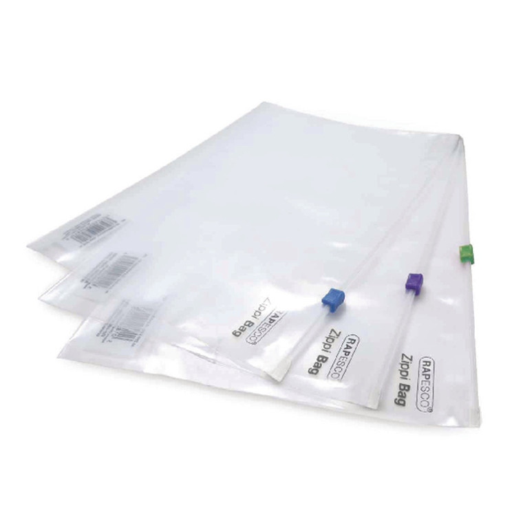 HT40359 Rapesco Zippi Bags Plastic Zip A4 Plus Clear Pack 25 0796