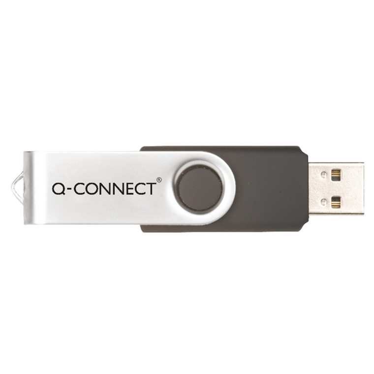 KF41513 Q-Connect Silver Black USB 2 0 Swivel 16Gb Flash Drive KF41513