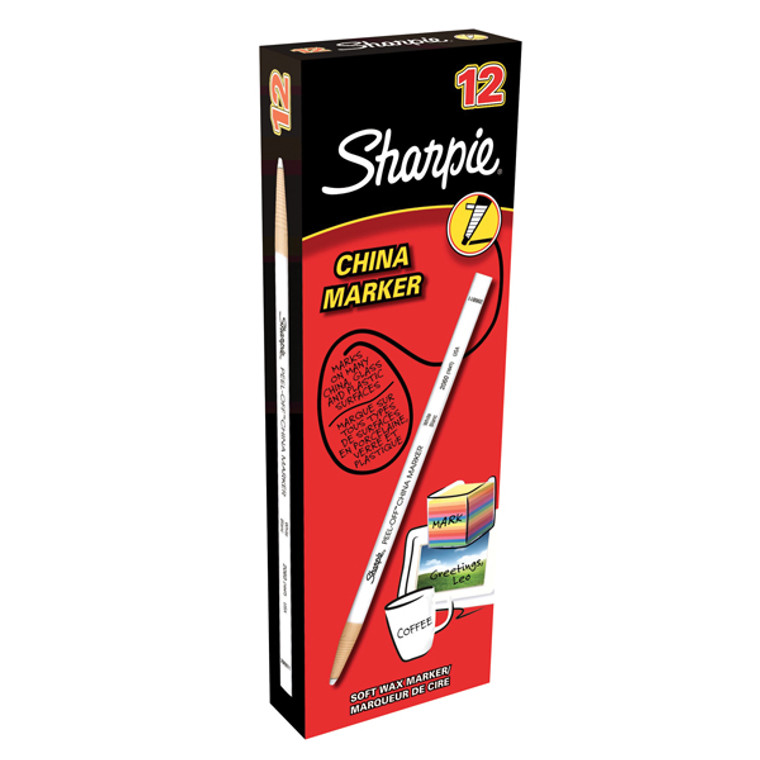 GL09342 Sharpie China Marker White Wax formula is fade water resistant Pack 12 S0305061