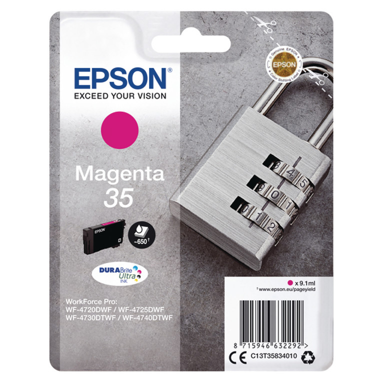 C13T35834010 Epson C13T35834010 35 Magenta Ink Cartridge 650 pages 9ml