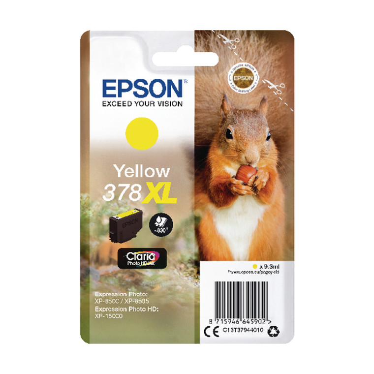 C13T37944010 Epson C13T37944010 378XL Yellow Ink Cartridge 830 pages 9ml