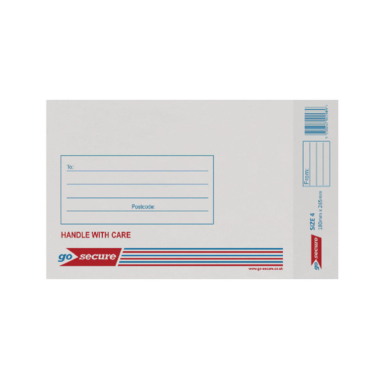 PB02128 GoSecure Bubble Lined Envelope Size 4 180x265mm White Pack 20 PB02128