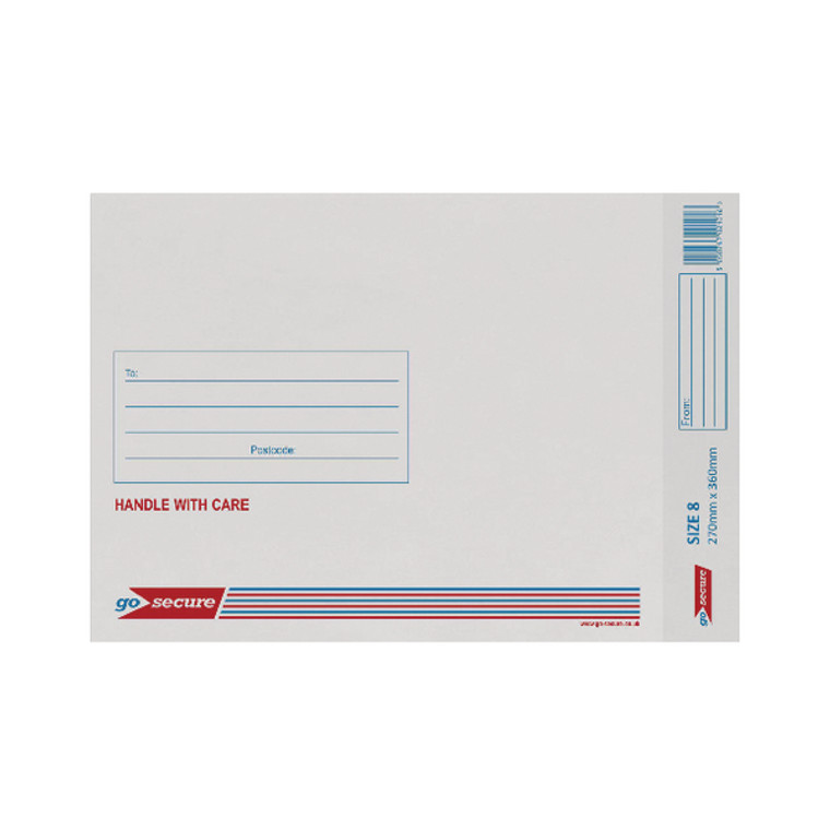 PB02134 GoSecure Bubble Lined Envelope Size 8 270x360mm White Pack 20 PB02134