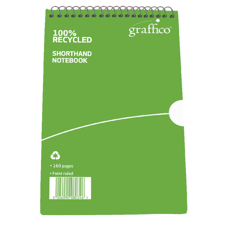 EN08034 Graffico Recycled Shorthand Notebook 160 Pages 203x127mm 9100037