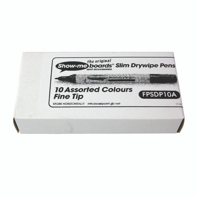 EG60226 Show-me Drywipe Marker Fine Tip Assorted Pack 10 FSDP10A